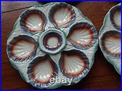 FIVE VINTAGE FRENCH PLATES OYSTER FAIENCE MAJOLICA SARREGUEMINES circa 1920s