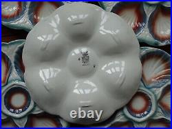 FIVE VINTAGE FRENCH PLATES OYSTER SHELLS FAIENCE MAJOLICA SARREGUEMINES 1920s
