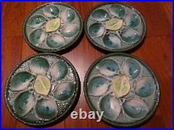 FOUR FRENCH PLATES OYSTER LEMON FAIENCE MAJOLICA ST CLEMENT pattern 4589