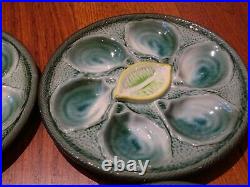 FOUR FRENCH PLATES OYSTER LEMON FAIENCE MAJOLICA ST CLEMENT pattern 4589