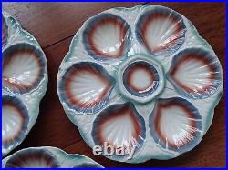 FOUR THREE FRENCH PLATES OYSTER SHELLS FAIENCE MAJOLICA SARREGUEMINES 1920s