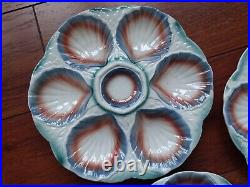 FOUR THREE FRENCH PLATES OYSTER SHELLS FAIENCE MAJOLICA SARREGUEMINES 1920s