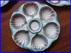 FOUR THREE FRENCH PLATES OYSTER SHELLS FAIENCE MAJOLICA SARREGUEMINES 1920s