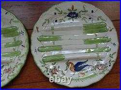 FOUR VINTAGE FRENCH MAJOLICA ASPARAGUS PLATE MARTRES TOLOSANE egyptian bird