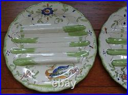 FOUR VINTAGE FRENCH MAJOLICA ASPARAGUS PLATE MARTRES TOLOSANE egyptian bird