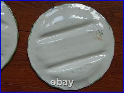 FOUR VINTAGE FRENCH MAJOLICA ASPARAGUS PLATE MARTRES TOLOSANE egyptian bird