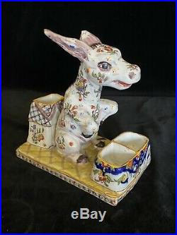 FOURMAINTRAUX FRERES DESVRES DONKEY Antique MASTER SALT French Faience c1885