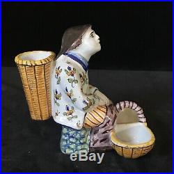 FOURMAINTRAUX Seated Man Salt Antique French DESVRES Faience c1905 Rare