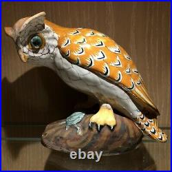 Fabulous Antique 1930's HenRiot Quimper French Pottery Figurine Owl with Prey