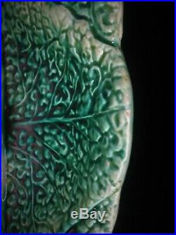 Fabulous Antique French Faience Majolica Cabbage Leaf Asparagus Server