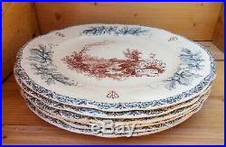 Faience Antique Choisy le Roi Louis XIII Six Large Plates Plates