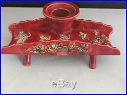 Faience Majolica Inkwell French Pen Stand Monkeys on Penny Farthing Bicycle