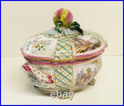 Fine Antique French Hand Painted Faience Majolica Terrine Pot and Cover