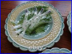 Fives Vintage French Plates Asparagus Faience Majolica