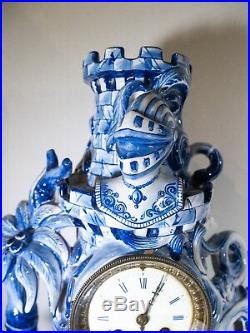 French 19th Century Faience Mantle Clock Emile Gallé St Clement