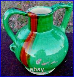 French Antique Art Pottery Garden Faience Earthenware Glaze Yellow Pot A Confit