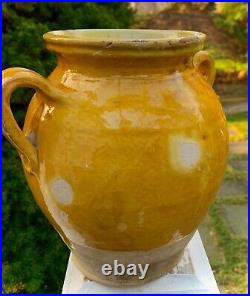 French Antique Art Pottery Pot A Confit Ceramic Faience Yellowware Ceramic