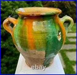 French Antique Art Pottery Pot A Confit Ceramic Faience Yellowware Ceramic