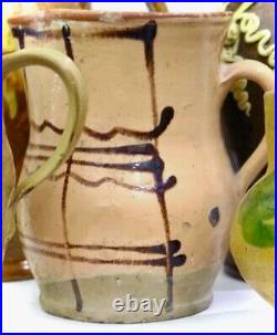 French Antique Ceramic Pottery Crock Jug Earthenware Glazed Faience Pitcher