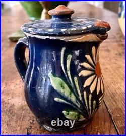 French Antique Ceramic Pottery Crock Jug Earthenware Glazed Faience Pitcher