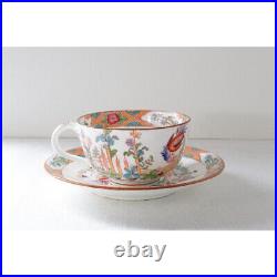 French Antique Cockatrice Minton Cup & Saucer Orange