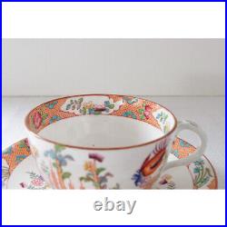 French Antique Cockatrice Minton Cup & Saucer Orange