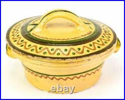 French Antique Confit Honey Pot Pottery Earthenware Faience Vessel Jar Jug Biot