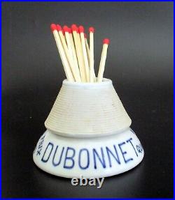 French Antique Faience Bistro Match Caddy Dubonnet Tobacciana