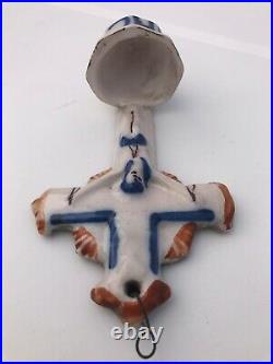 French Antique Faience Holy Water Fonts'Benitiers' with Crucifixes 18th Century