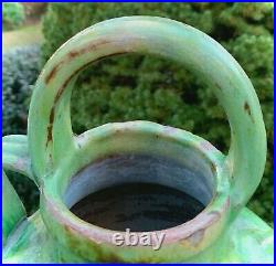 French Antique Glaze Green Pottery Earthenware Pot Confit Faience Pitcher Cruche