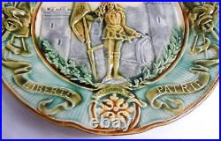 French Antique Joan of Arc Plate in Majolica