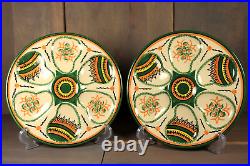 French Antique Majolica Faience Oyster Plate HENRIOT QUIMPER Hand Painted PAIR