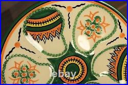 French Antique Majolica Faience Oyster Plate HENRIOT QUIMPER Hand Painted PAIR