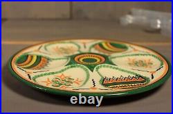 French Antique Majolica Faience Oyster Plate HENRIOT QUIMPER Hand Painted PAIR