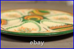 French Antique Majolica Faience Oyster Plate HENRIOT QUIMPER Hand Painted PAIR