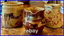 French Antique Pot Confit Faience Pottery Group Of Three Earthenware Petits