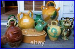 French Antique Pot Confit Faience Pottery Group Of Three Earthenware Petits
