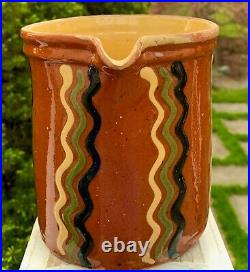 French Antique Pot Confit Pottery Earthenware Ewer Vessel Faience Flask Pitcher