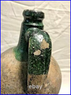 French Antique Pot Earthenware Faience Pottery Confit Glaze Oil Bottle Pitcher