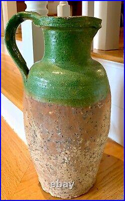 French Antique Pottery Confit Jam Bottle Faience Vessel