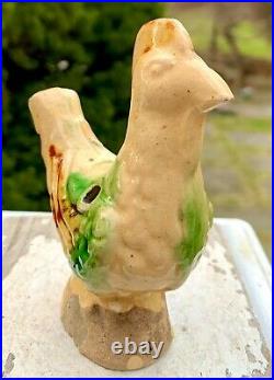 French Antique Pottery Confit Pot Bird Whistle Earthenware Glazed Faience
