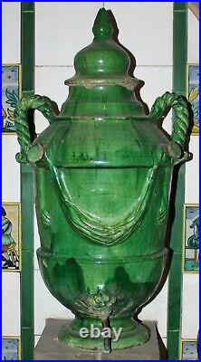 French Antique Pottery Confit Pot Vessel Water Jug Earthenware Glazed Faience