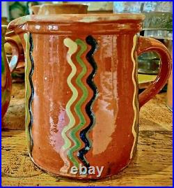 French Antique Pottery Earthenware Faience Confit Pot Jar Glaze Vessel Pitcher