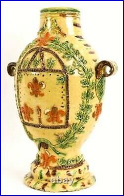 French Antique Pottery Fountain Confit Faience Vessel Glazed Terracotta Pot