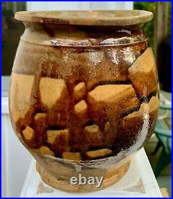 French Antique Pottery Jar Confit Vessel Faience Earthenware Terra Cotta Pot