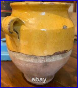 French Antique Pottery Pot A Confit Terracotta Glazed Jug Faience Ceramic Vessel
