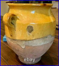 French Antique Pottery Pot A Confit Terracotta Glazed Jug Faience Ceramic Vessel
