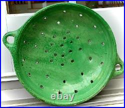 French Antique Pottery Terracotta Confit Earthenware Drainer Faience Colander
