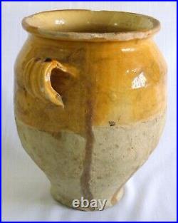 French Antique Pottery Terracotta Faience Earthenware Pot A Confit Glazed