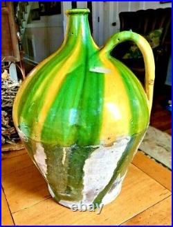 French Antique Pottery Vessel Faience Confit Pot Savoie Stoneware Glaze Pitcher